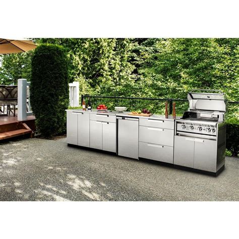 newage outdoor kitchen cabinet set in stainless steel with covers|new age outdoor kitchen packages.